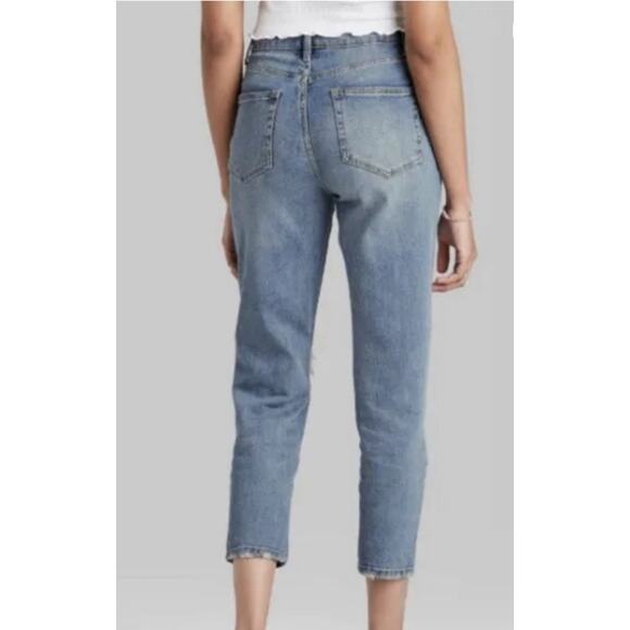 Wild Fable Womens Super High Rise Distressed Mom Medium Wash Cotton Jeans Small - Picture 2 of 13
